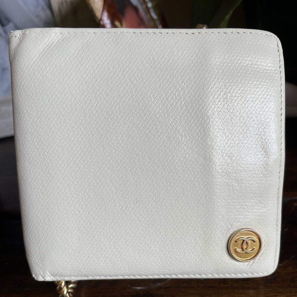 Vintage white Chanel bifold recently restored